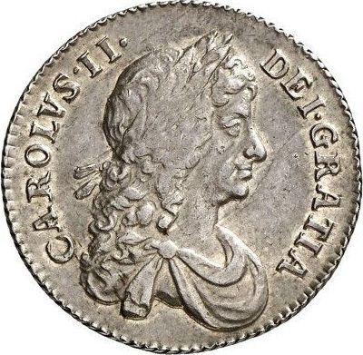 Аверс монеты - 1 шиллинг 1674 года "Второй тип" - цена серебряной монеты - Великобритания, Карл II