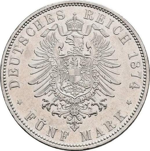 Reverse 5 Mark 1876 F "Wurtenberg" - Silver Coin Value - Germany, German Empire