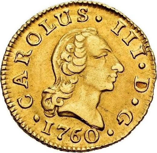 Avers 1/2 Escudo 1760 M JP - Goldmünze Wert - Spanien, Karl III