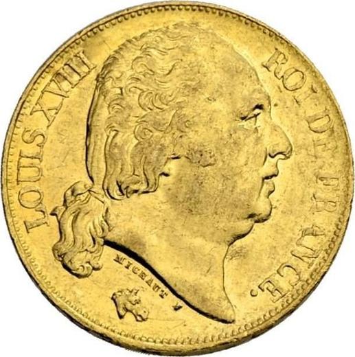 Obverse 20 Francs 1820 Q "Type 1816-1824" - Gold Coin Value - France, Louis XVIII