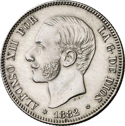 Avers 2 Pesetas 1882 MSM - Silbermünze Wert - Spanien, Alfons XII