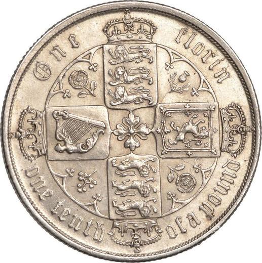 Revers 2 Schilling (Florin) 1870 WW "Gotisch" - Silbermünze Wert - Großbritannien, Victoria