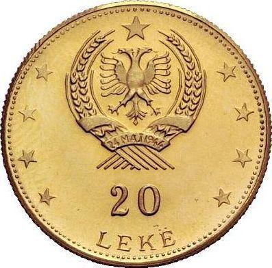 Reverse 20 Lekë 1968 Without countermark - Gold Coin Value - Albania, People's Republic