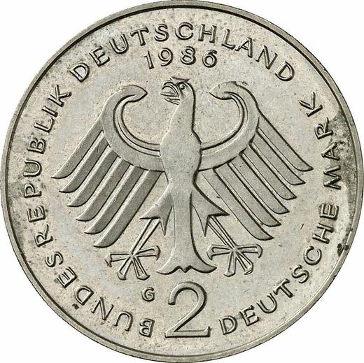 Revers 2 Mark 1986 G "Schumacher" - Münze Wert - Deutschland, BRD