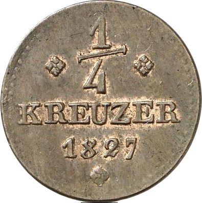 Reverso 1/4 kreuzer 1827 - valor de la moneda  - Hesse-Cassel, Guillermo II