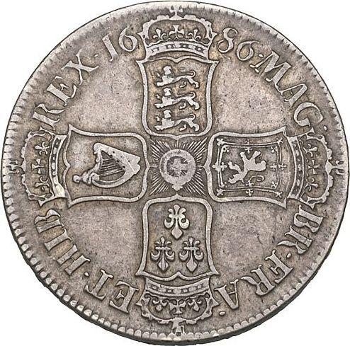 Reverso 1 Corona 1686 "Primer busto laureado" - valor de la moneda de plata - Gran Bretaña, Jacobo II