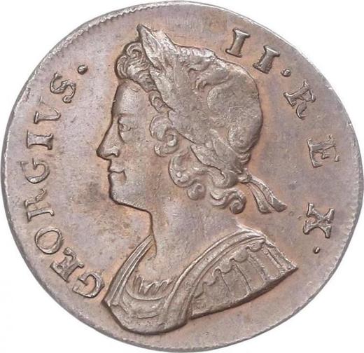 Avers 1/2 Penny 1737 "Porträt in jungen Jahren" - Münze Wert - Großbritannien, Georg II