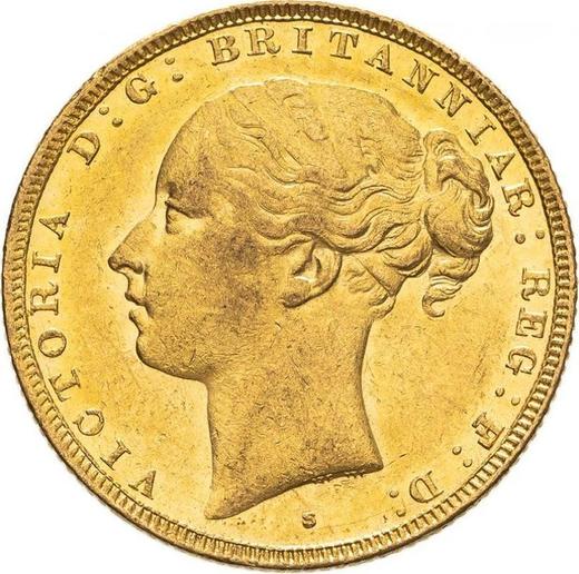 Аверс монеты - Соверен 1880 года S WW "Св. Георгий" - цена золотой монеты - Австралия, Виктория