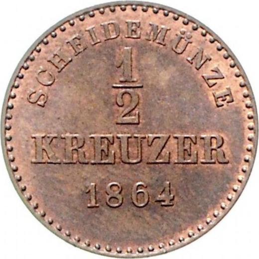 Reverso Medio kreuzer 1864 "Tipo 1858-1864" - valor de la moneda  - Wurtemberg, Guillermo I