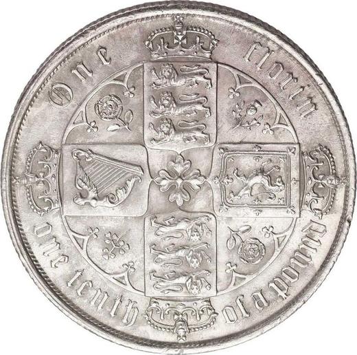 Reverso Florín (2 chelines) 1872 WW "Gótica" - valor de la moneda de plata - Gran Bretaña, Victoria