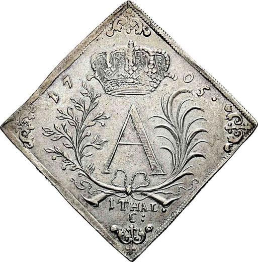 Rewers monety - Talar 1705 "Klipy strzeleckie" - cena srebrnej monety - Polska, August II Mocny