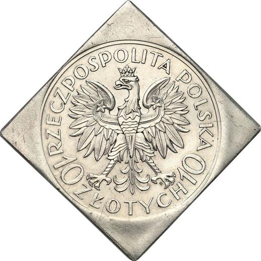 Obverse Pattern 10 Zlotych 1933 ZTK "Romuald Traugutt" Klippe - Silver Coin Value - Poland, II Republic