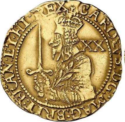 Obverse Unite 1642 Two-line declaration - Gold Coin Value - United Kingdom, Charles I