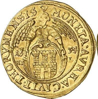 Реверс монеты - Дукат 1654 года HIL "Торунь" - цена золотой монеты - Польша, Ян II Казимир