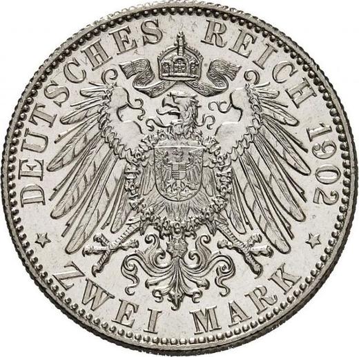 Reverso 2 marcos 1902 J "Hamburg" - valor de la moneda de plata - Alemania, Imperio alemán