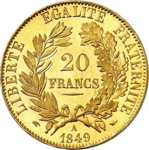 Reverse 20 Francs 1849 A "Type 1849-1851" - Gold Coin Value - France, Second Republic