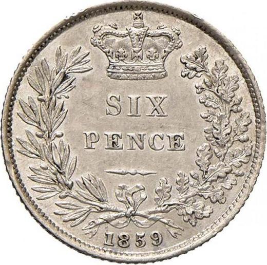 Reverse Sixpence 1859 - Silver Coin Value - United Kingdom, Victoria