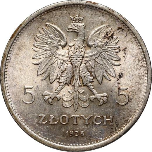 Obverse 5 Zlotych 1928 "Nike" - Silver Coin Value - Poland, II Republic