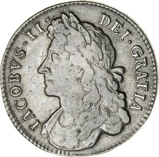 Obverse Halfcrown 1687 "First laureated bust" - Silver Coin Value - United Kingdom, James II