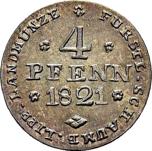 Реверс монеты - 4 пфеннига 1821 года - цена серебряной монеты - Шаумбург-Липпе, Георг Вильгельм