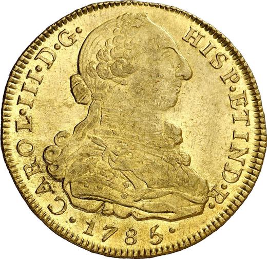 Obverse 8 Escudos 1785 NR JJ - Gold Coin Value - Colombia, Charles III