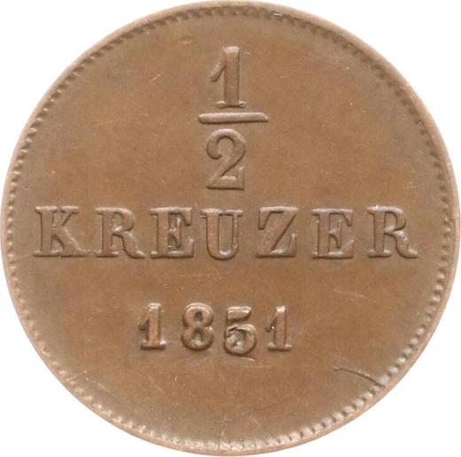 Rewers monety - 1/2 krajcara 1851 "Typ 1840-1856" - cena  monety - Wirtembergia, Wilhelm I