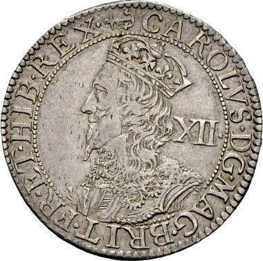 Obverse Shilling no date (1638-1639) "Second issue Briot" Anchor and "B" on reverse - Silver Coin Value - United Kingdom, Charles I