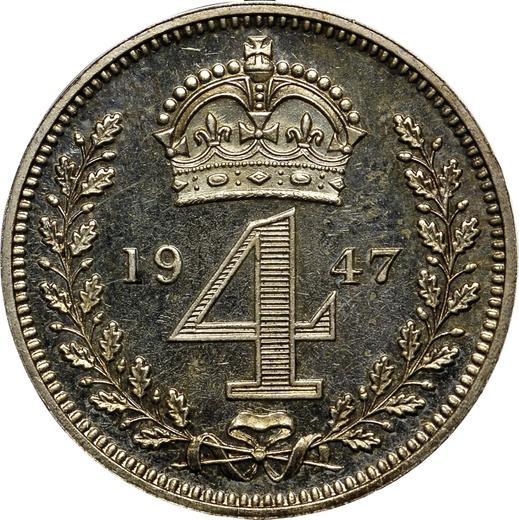 Reverse Fourpence (Groat) 1947 - Silver Coin Value - United Kingdom, George VI