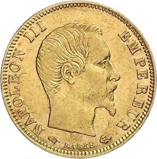 Anverso 5 francos 1857 A "Tipo 1855-1860" - valor de la moneda de oro - Francia, Napoleón III Bonaparte