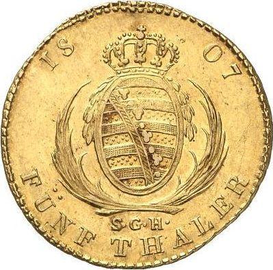 Reverse 5 Thaler 1807 S.G.H. - Gold Coin Value - Saxony-Albertine, Frederick Augustus I