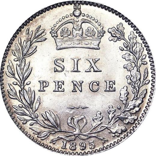 Reverse Sixpence 1895 TB - Silver Coin Value - United Kingdom, Victoria