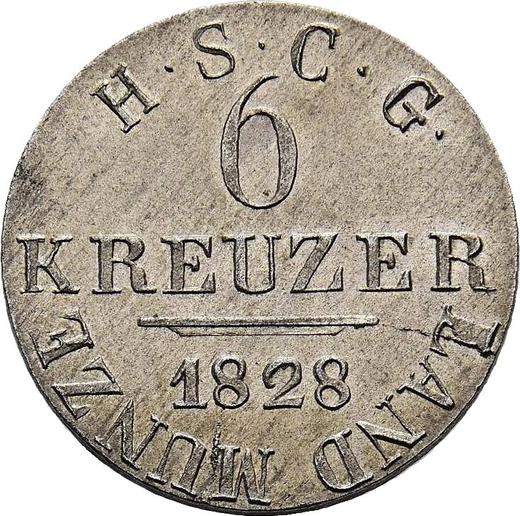 Revers 6 Kreuzer 1828 EK - Silbermünze Wert - Sachsen-Coburg und Gotha, Ernst I