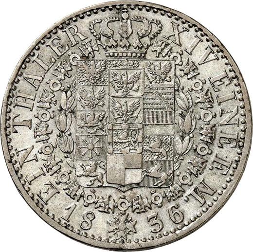 Rewers monety - Talar 1836 D - cena srebrnej monety - Prusy, Fryderyk Wilhelm III
