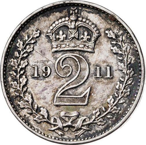 Reverso 2 peniques 1911 - valor de la moneda de plata - Gran Bretaña, Jorge V