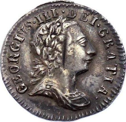 Anverso Penique 1780 - valor de la moneda de plata - Gran Bretaña, Jorge III