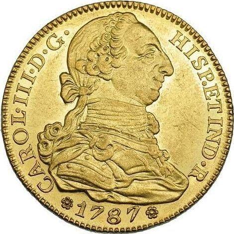 Obverse 4 Escudos 1787 M DV - Gold Coin Value - Spain, Charles III