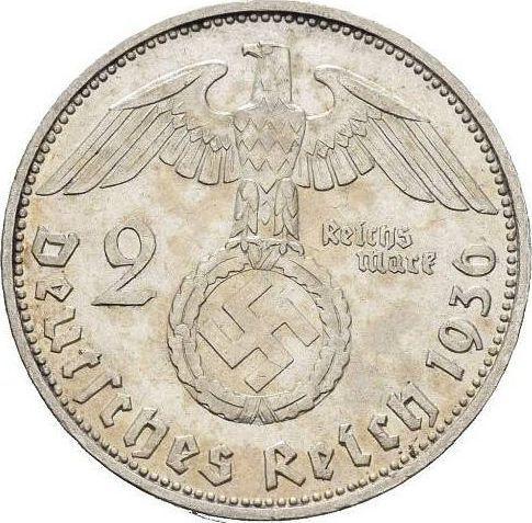 Revers 2 Reichsmark 1936 E "Typ 1936-1939" - Silbermünze Wert - Deutschland, Drittes Reich