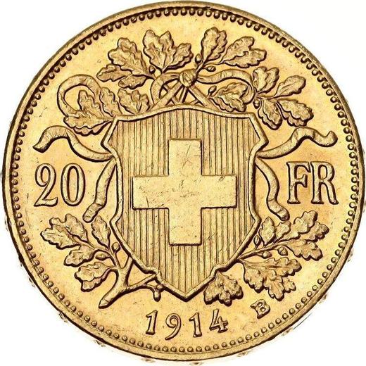 Reverse 20 Francs 1914 B "Vreneli" - Gold Coin Value - Switzerland, Confederation