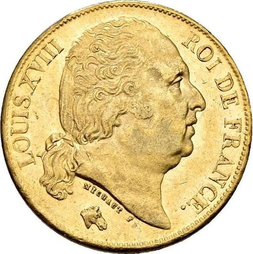 Obverse 20 Francs 1824 A "Type 1816-1824" - Gold Coin Value - France, Louis XVIII