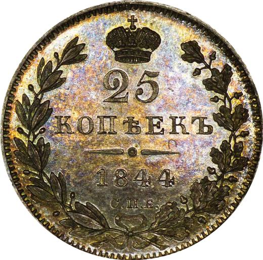 Reverse 25 Kopeks 1844 СПБ КБ "Eagle 1839-1843" - Silver Coin Value - Russia, Nicholas I