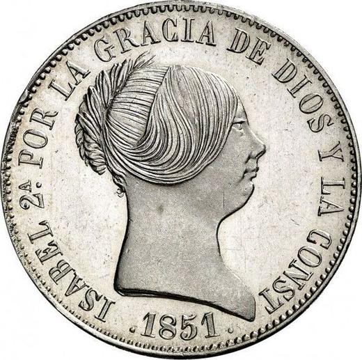 Obverse 10 Reales 1851 6-pointed star - Silver Coin Value - Spain, Isabella II