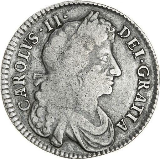 Аверс монеты - 1/2 кроны (Полукрона) 1684 года "Четвертый тип" - цена серебряной монеты - Великобритания, Карл II