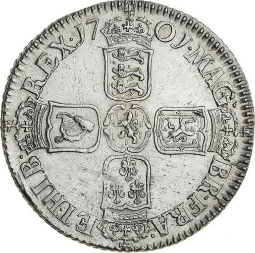 Реверс монеты - 1 шиллинг 1701 года "Пятый тип" - цена серебряной монеты - Великобритания, Вильгельм III