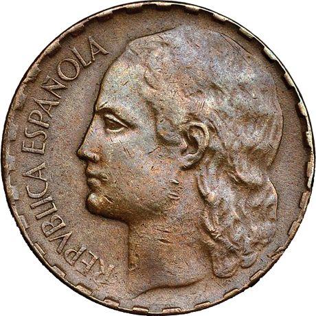 Obverse Pattern 1 Peseta 1937 Copper - Coin Value - Spain, II Republic