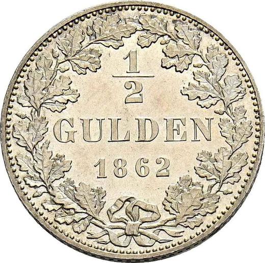 Reverso Medio florín 1862 - valor de la moneda de plata - Fráncfort del Meno, Ciudad Libre