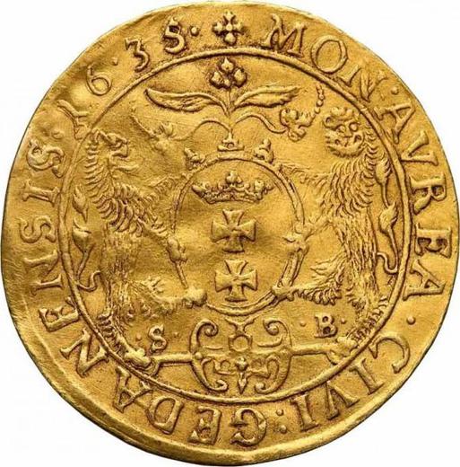 Reverse Ducat 1635 SB "Danzig" - Gold Coin Value - Poland, Wladyslaw IV