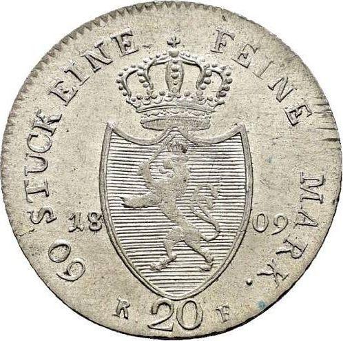 Revers 20 Kreuzer 1809 R. F. - Silbermünze Wert - Hessen-Darmstadt, Ludwig I