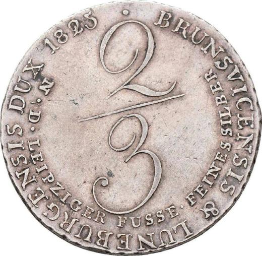 Reverse 2/3 Thaler 1825 C - Silver Coin Value - Hanover, George IV