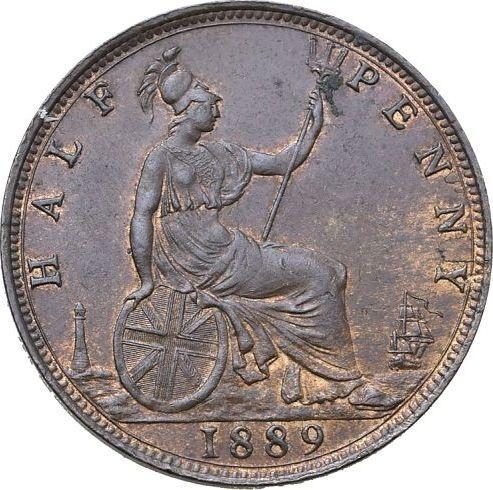 Реверс монеты - 1/2 пенни 1889 года - цена монеты - Великобритания, Виктория