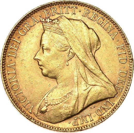 Awers monety - 1 suweren 1900 P "Zasłonięta głowa" - cena złotej monety - Australia, Wiktoria